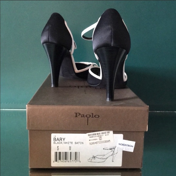Paolo Satin black and white Bow heels - Picture 3 of 4